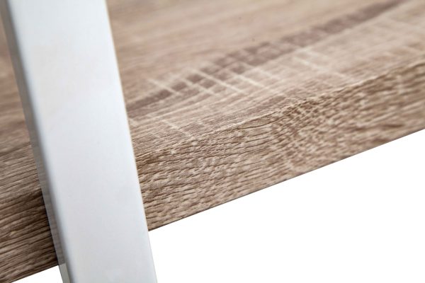   Wandschrank Robustes Metall Holz Industriedesign offenes Bücherregal 140 cm hoch weiß