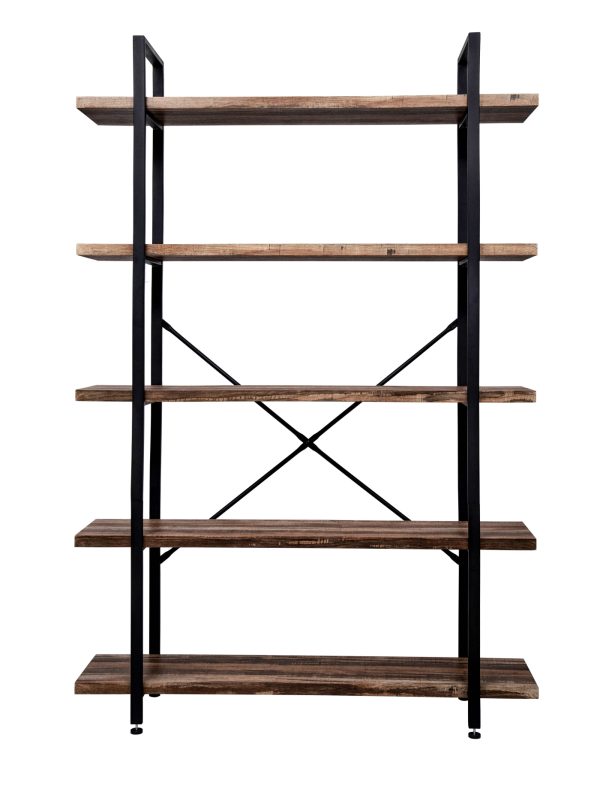   Wandschrank Bücherregal Robustes Industriedesign Metall Holz 178 cm hoch schwarz