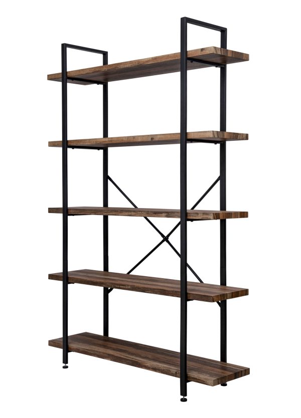   Wandschrank Bücherregal Robustes Industriedesign Metall Holz 178 cm hoch schwarz
