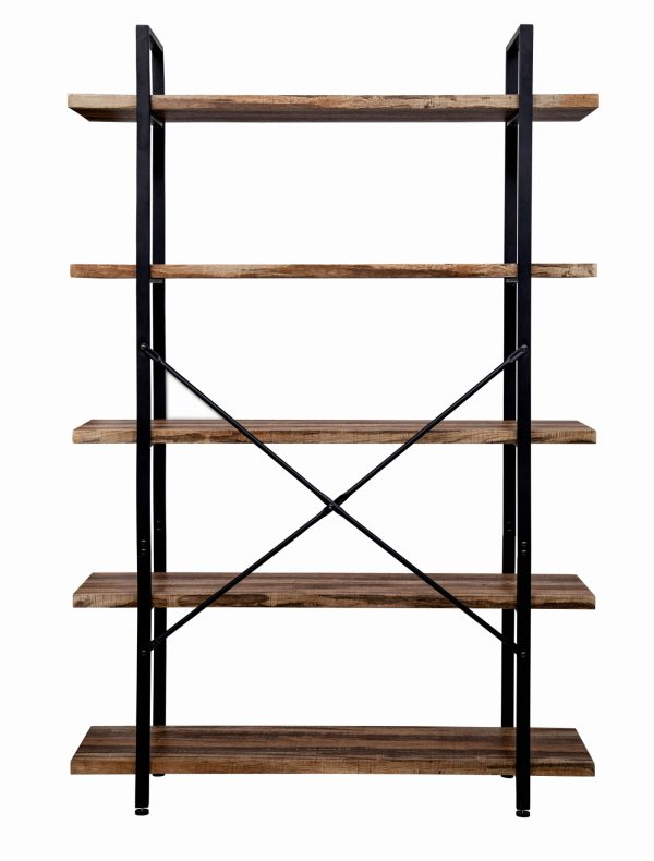   Wandschrank Bücherregal Robustes Industriedesign Metall Holz 178 cm hoch schwarz