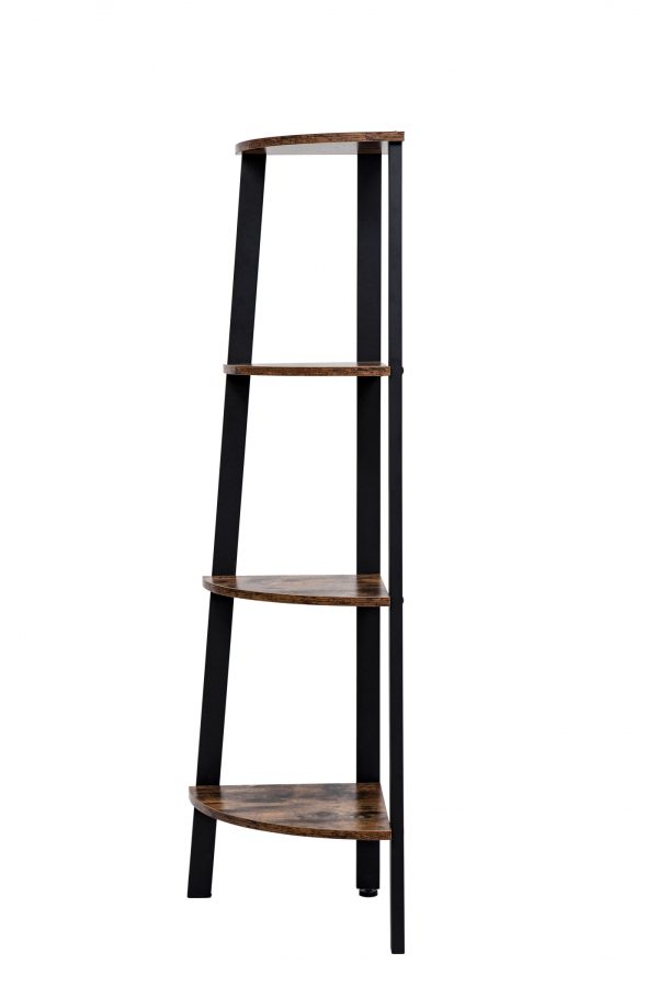   Eckschrank Tough Metal Wood Industrial Design Bücherregal 125 cm hoch schwarz
