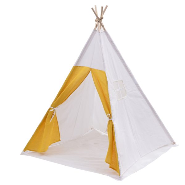   Wigwam Tipi Spielzelt Floortje – Indianerzelt – mit Bodenkissen – Leinen und Baumwolle