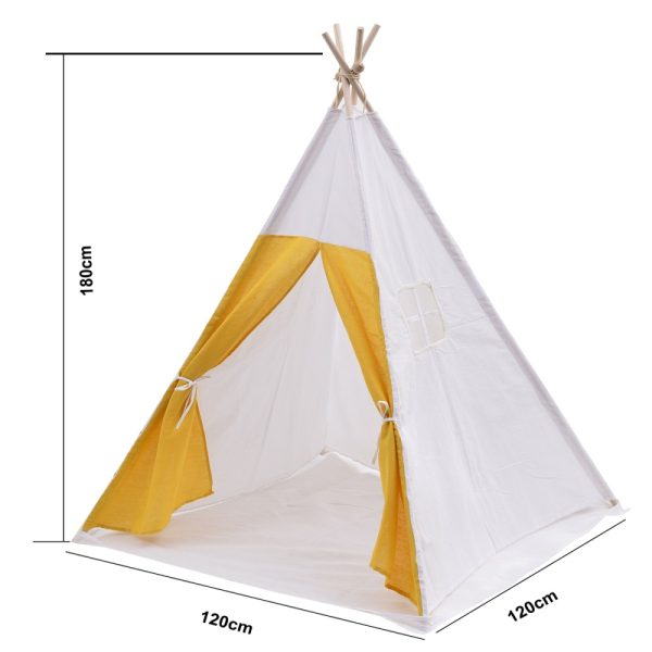   Wigwam Tipi Spielzelt Floortje – Indianerzelt – mit Bodenkissen – Leinen und Baumwolle