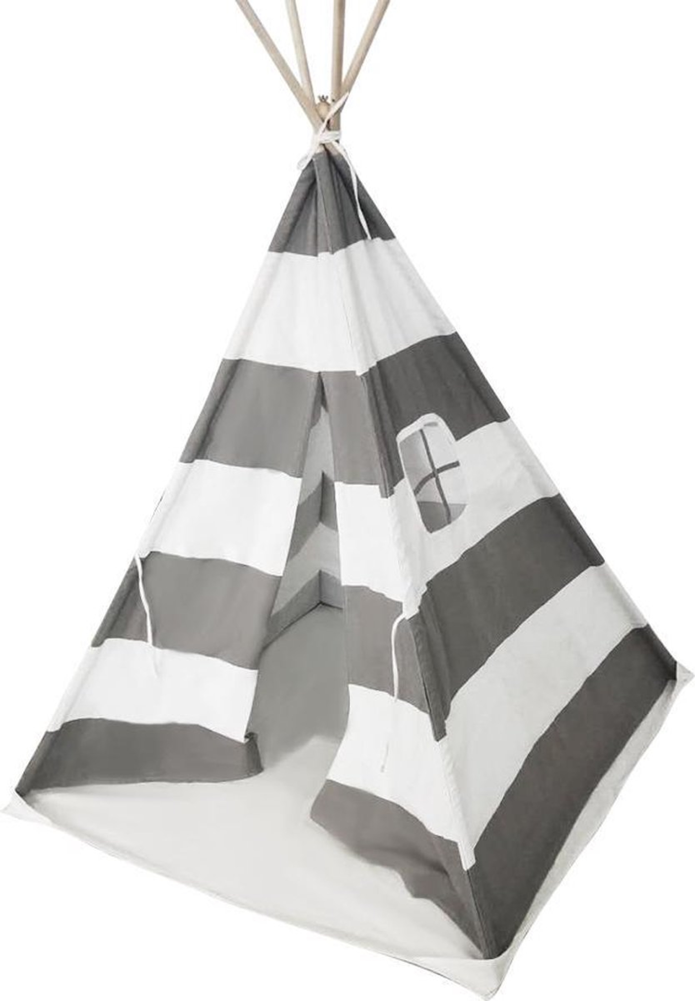 Floortje Spielzelt Tipi – Wigwamzelt – mit Spielmatte – Leinen und Baumwolle – weißgrau