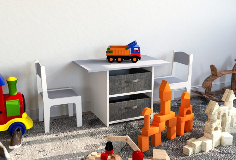 Kindertisch mit Stühlen und Stauraum - Bautisch Kinderspieltisch - alternatives Bild