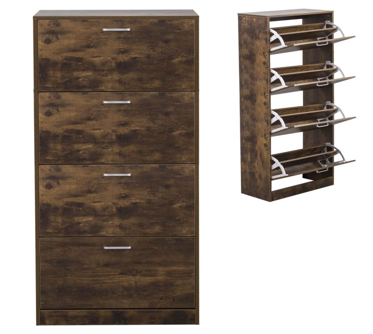 Schuhschrank - Schuhregal - 4 Fächer mit Klapptüren