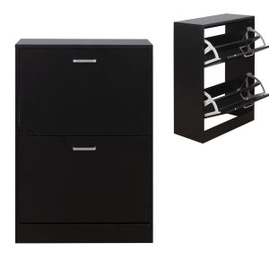 Schuhschrank - Schuhregal - 2 Fächer - schwarz