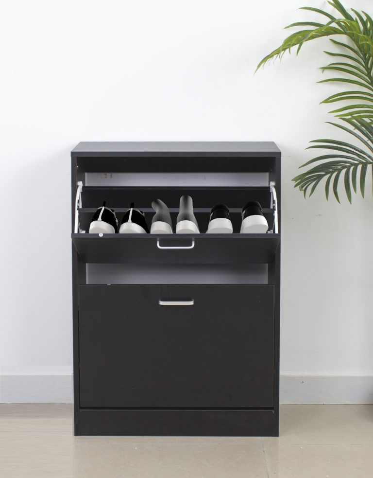 Schuhschrank - Schuhregal - 2 Fächer - schwarz - alternatives Bild