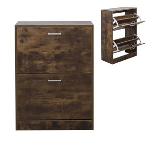 Schuhschrank - Schuhregal - 2 Fächer - Vintage Braun