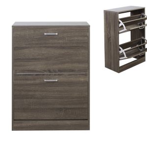 Schuhschrank - Schuhregal - 2 Fächer - dunkelbraun