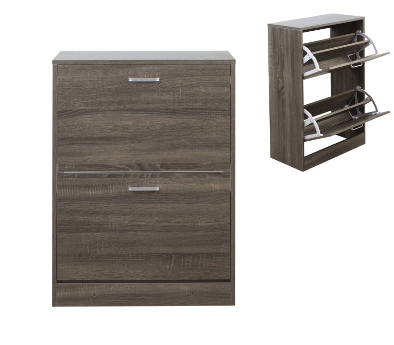 Schuhschrank - Schuhregal - 2 Fächer - dunkelbraun