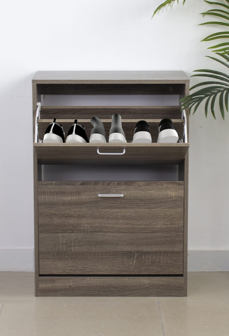 Schuhschrank - Schuhregal - 2 Fächer - dunkelbraun - alternatives Bild