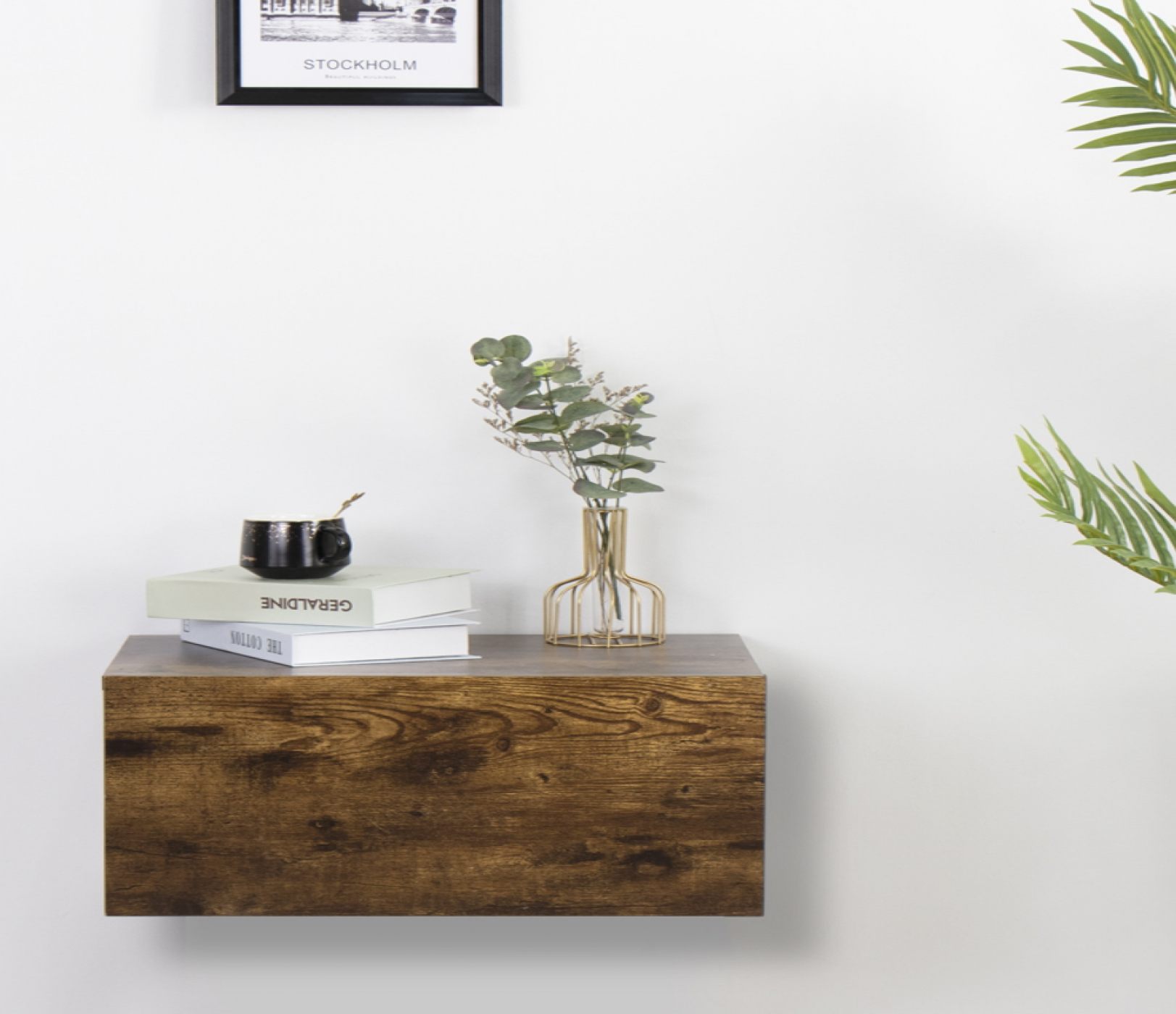 Schwebender Nachttisch - Hängeschrank - mit Schublade - 50 cm breit - alternatives Bild