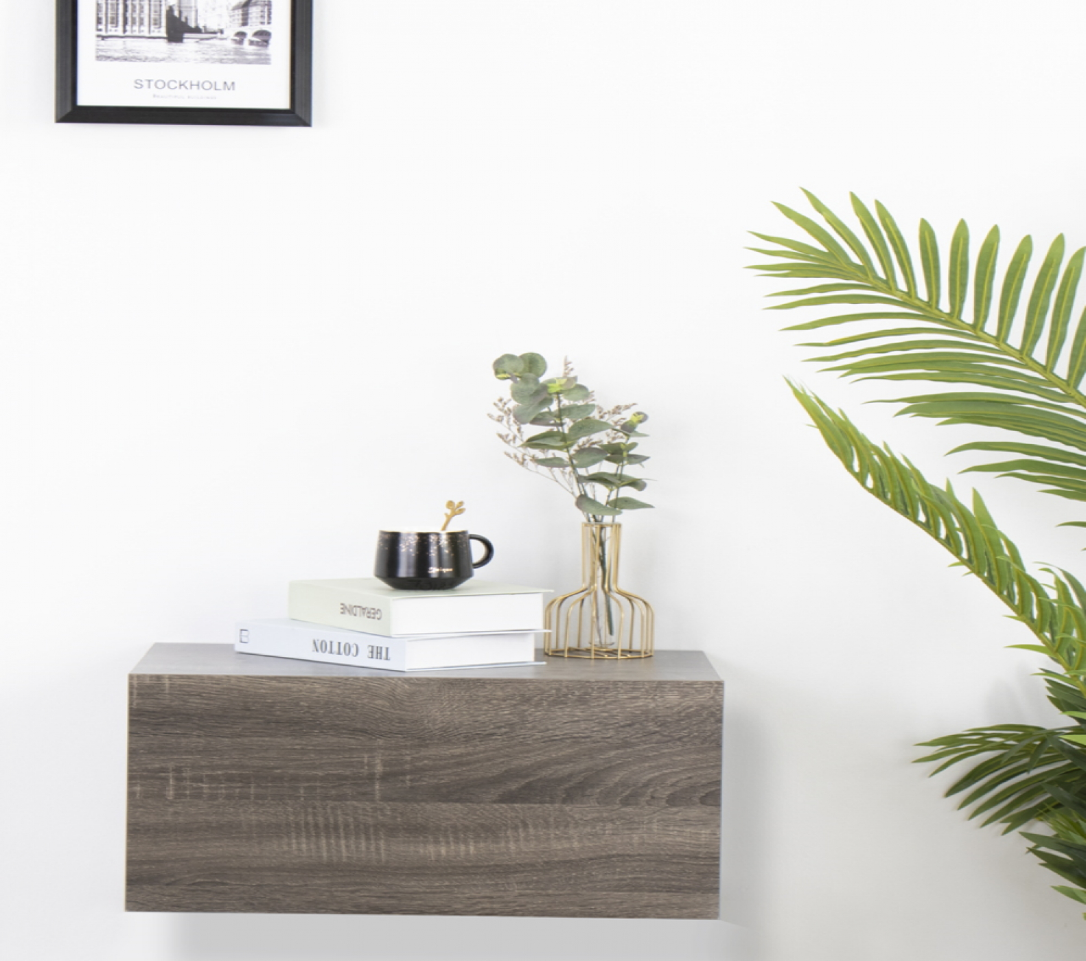 Schwebender Nachttisch - Hängender Flurschrank - mit Schublade - 50 cm breit - alternatives Bild