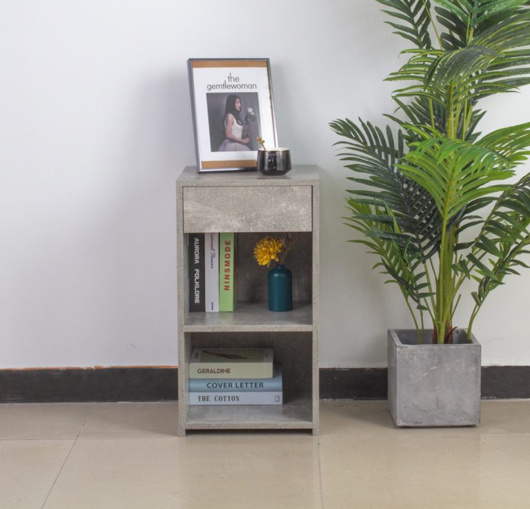 Nachttisch - Flurschrank - 65 cm hoch - graue Betonfarbe - alternatives Bild