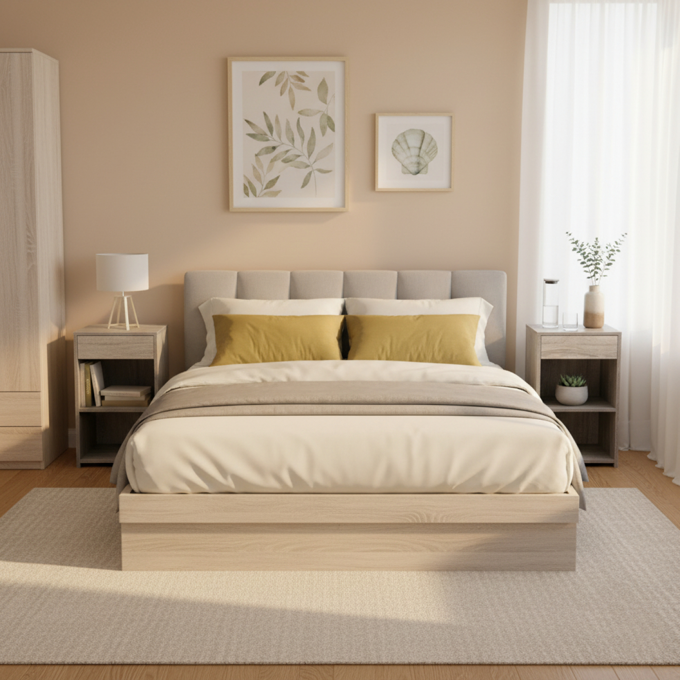 VDD – Nachttisch – Nachttisch-Set 2 Stück – Nachttische – Nachttisch grau – Nachttisch aus Holz - alternatives Bild