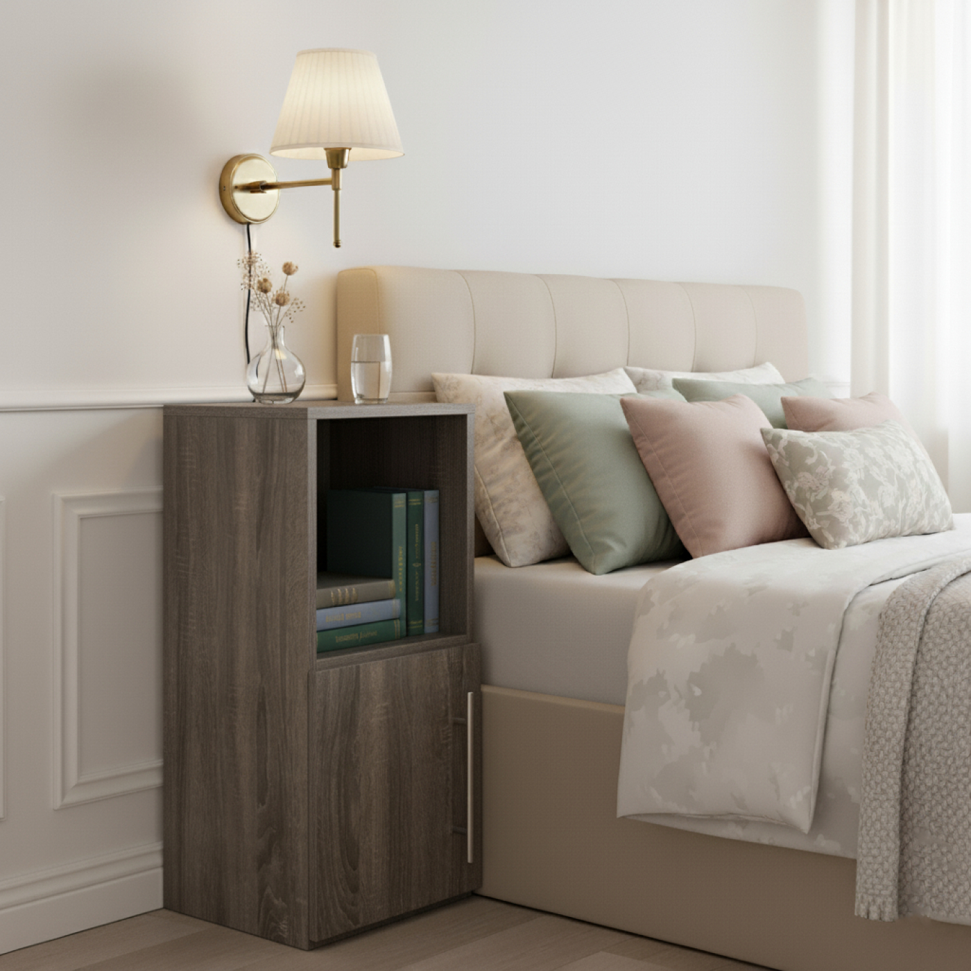 VDD – Nachttisch – Nachttisch grau – Nachttisch aus Holz – Nachttisch modern - alternatives Bild