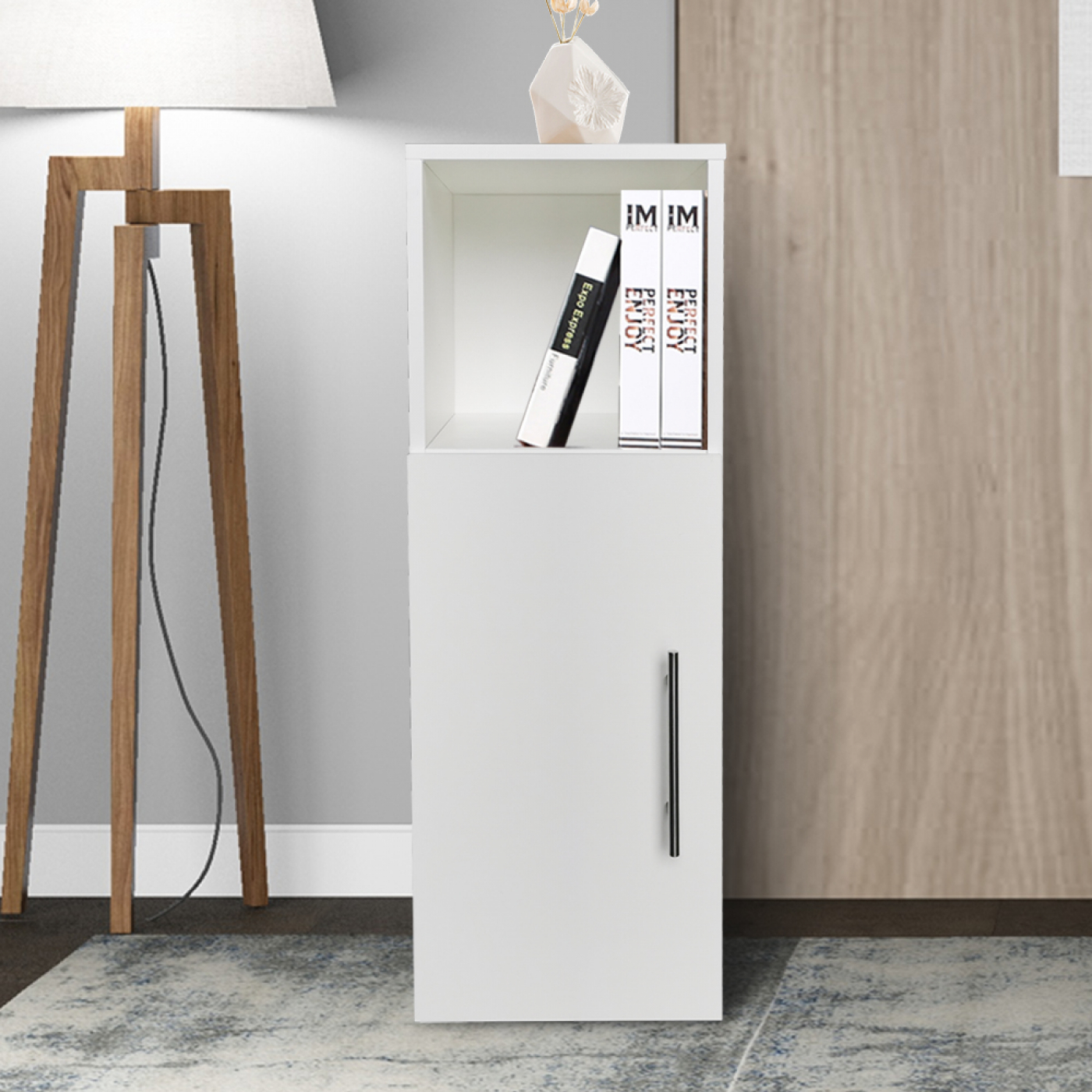 Flurschrank - Nachttisch - 90 cm hoch - weiß - alternatives Bild