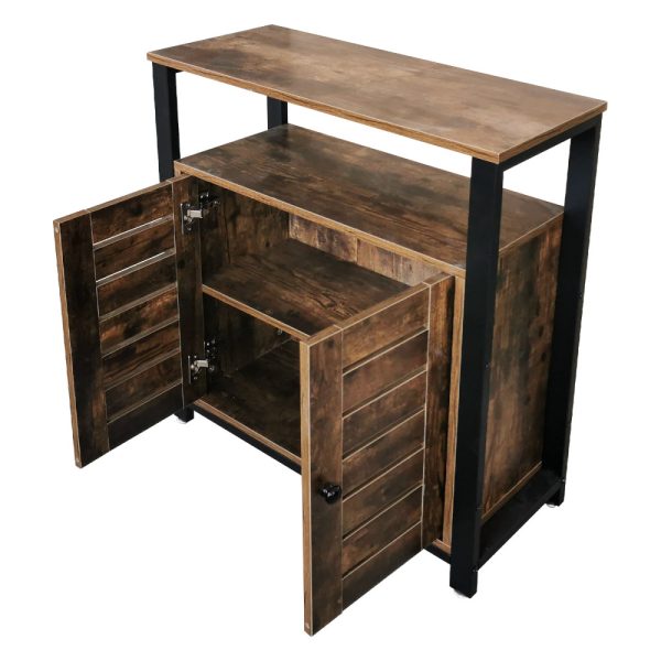 Wandschrank Sideboard Industrial - Bücherregal Aufbewahrungsschrank Metall Holz - VDD World DE