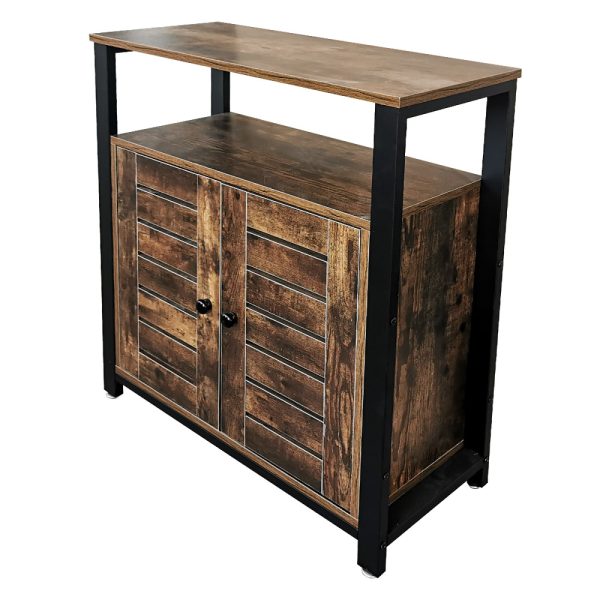 Wandschrank Sideboard Industrial - Bücherregal Aufbewahrungsschrank Metall Holz - VDD World DE