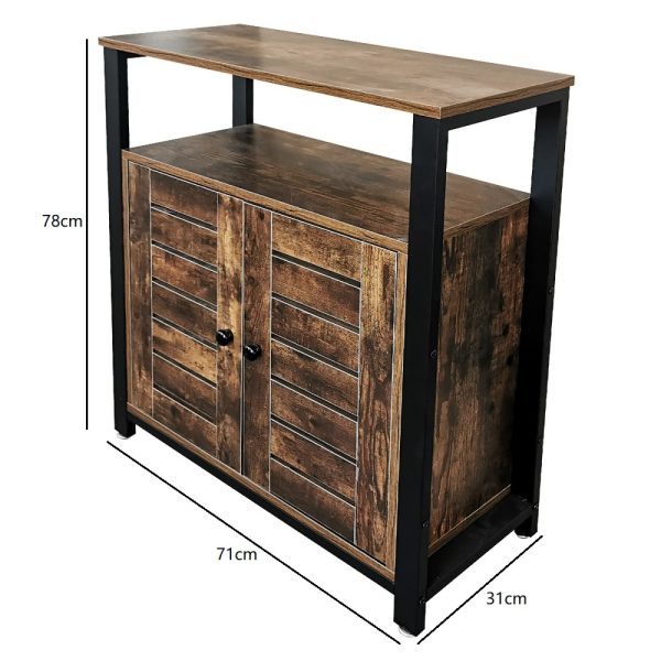 Wandschrank Sideboard Industrial - Bücherregal Aufbewahrungsschrank Metall Holz - VDD World DE