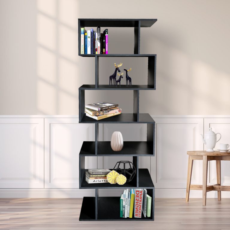 Bücherregal Fachschrank - Wandschrank gestapelter Würfel - 185 cm hoch - schwarz - alternatives Bild
