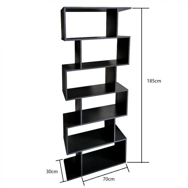   Bücherregal Fachschrank – Wandschrank gestapelter Würfel – 185 cm hoch – schwarz