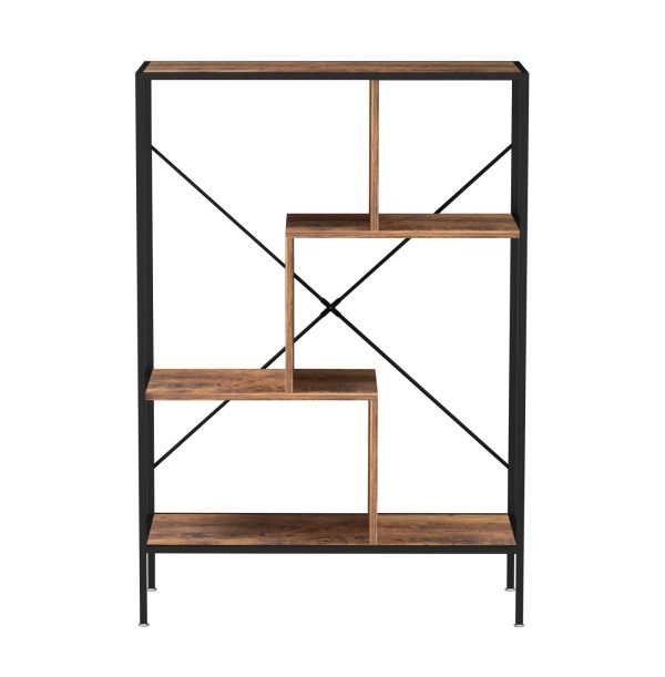 VDD Bücherregal Wandschrank Stabil - offener Fachschrank - Industrie - Metall Holz - 115 cm hoch - VDD World DE