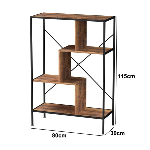 VDD Bücherregal Wandschrank Stabil - offener Fachschrank - Industrie - Metall Holz - 115 cm hoch - VDD World DE