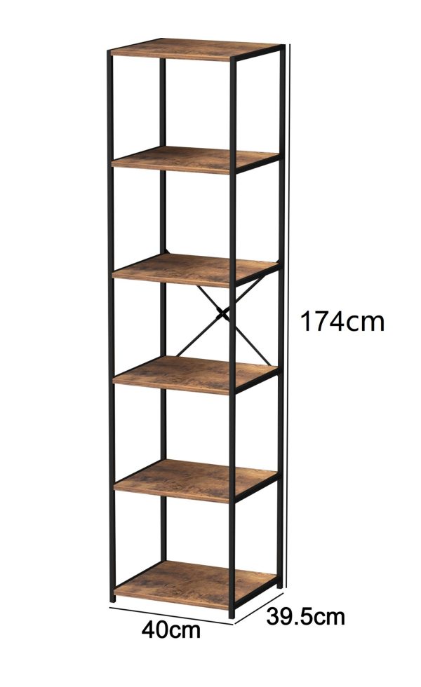   VDD Bücherregal Wandschrank Stabil – Industriedesign – Metall Holz – 40 x 40 x 174 cm