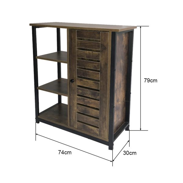 Wandschrank Sideboard Beistelltisch Tough - schwarzes Metall braunes Holz - VDD World DE