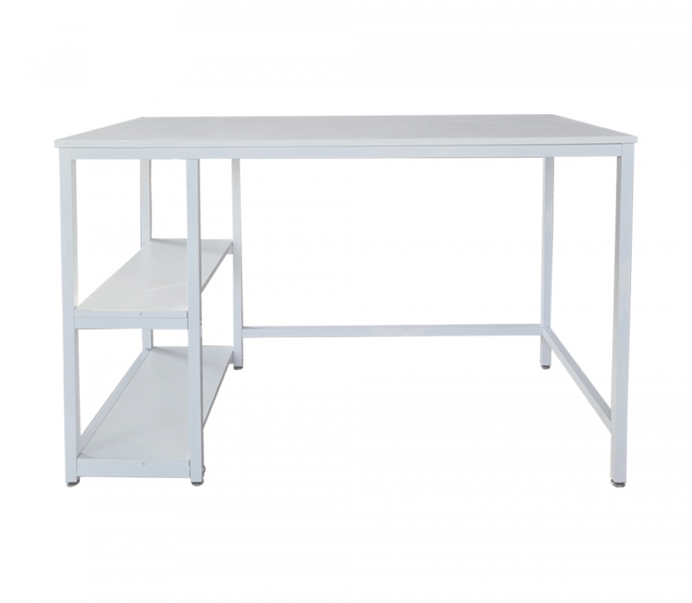 Schreibtisch Stoer - Computertisch - Industriedesign mit Ablageflächen - 120 cm breit - weiß