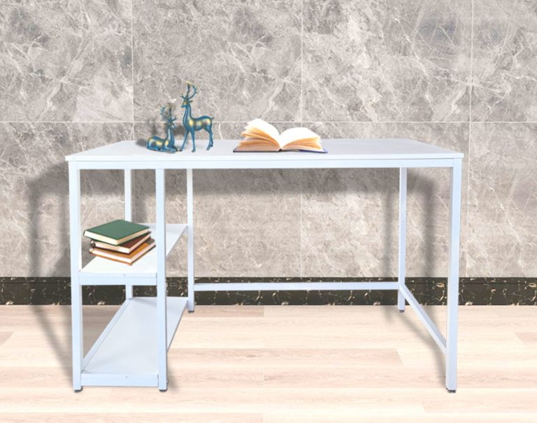 Schreibtisch Stoer - Computertisch - Industriedesign mit Ablageflächen - 120 cm breit - weiß - alternatives Bild