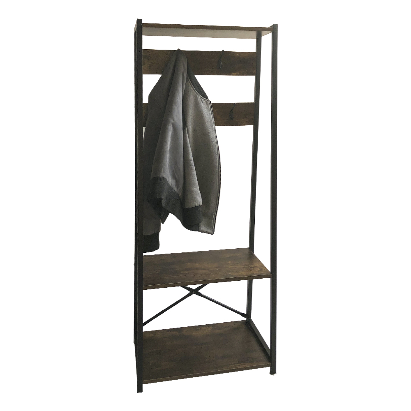 Wandschrank Robustes Metall, Holz, Industriedesign, offenes Bücherregal, 137 cm hoch, schwarz - VDD World DE Wandschrank Robustes Metall, Holz, Industriedesign, offenes Bücherregal, 137 cm hoch, schwarz - VDD World DE