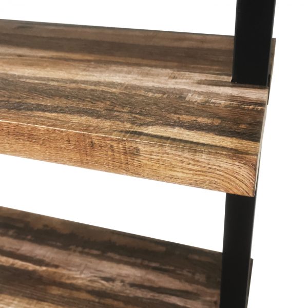   Wandschrank Wandregal Leiter Robustes offenes Bücherregal aus Metall und Holz, 152 cm hoch, schwarz