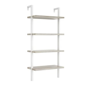 Wandregal Leiter Bücherregal Sturdy - Industrie Metall Holz - 152 cm hoch - weiß