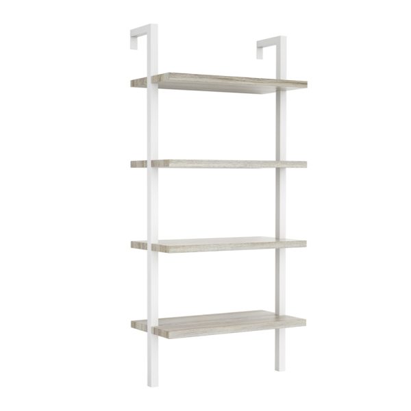   Wandregal Leiter Bücherregal Sturdy – Industrie Metall Holz – 152 cm hoch – weiß