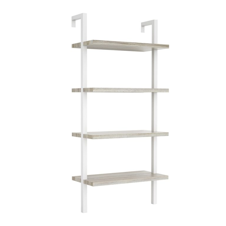 Wandregal Leiter Bücherregal Sturdy - Industrie Metall Holz - 152 cm hoch - weiß