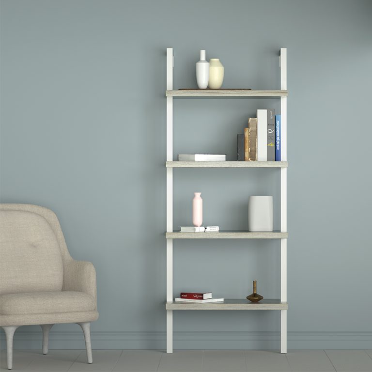 Wandregal Leiter Bücherregal Sturdy - Industrie Metall Holz - 152 cm hoch - weiß - alternatives Bild