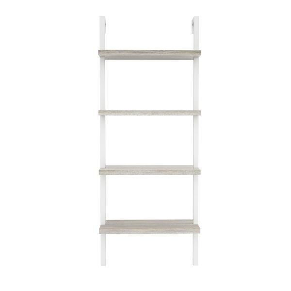   Wandregal Leiter Bücherregal Sturdy – Industrie Metall Holz – 152 cm hoch – weiß