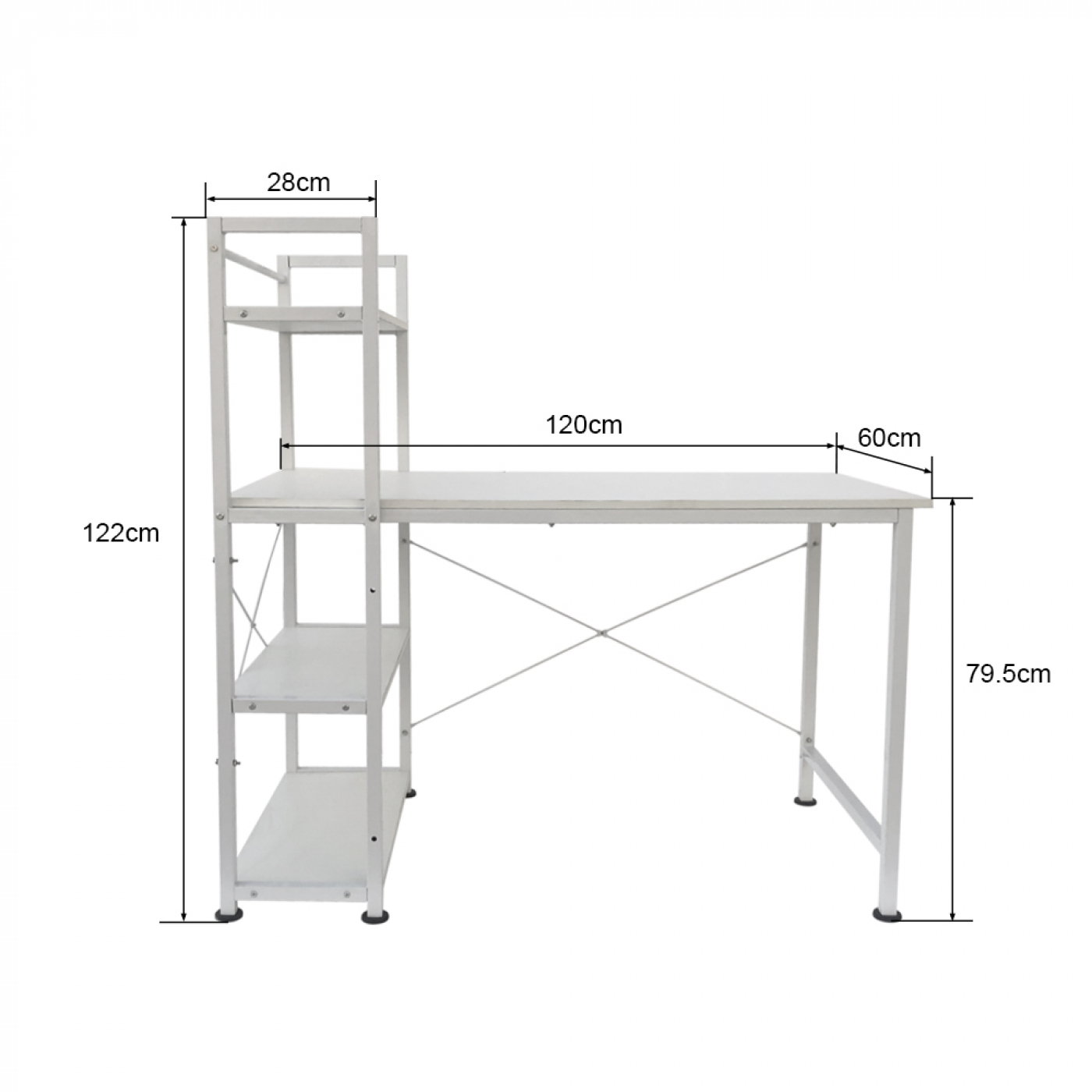 Schreibtisch Computertisch Tough - 3 Lagerregale - industrielles modernes Weiß - Metallholz - VDD World DE Schreibtisch Computertisch Tough - 3 Lagerregale - industrielles modernes Weiß - Metallholz - VDD World DE