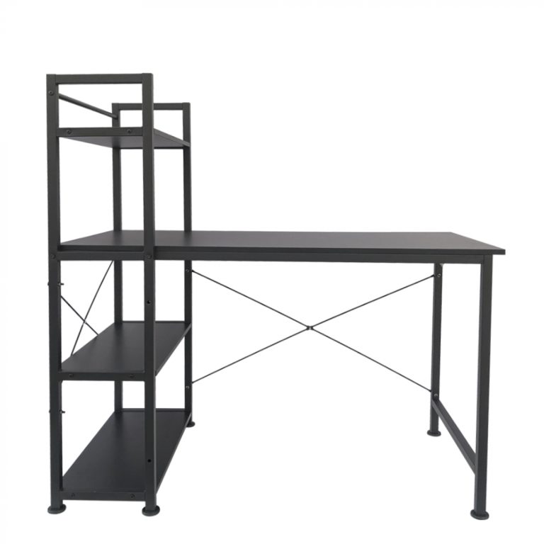 Schreibtisch Computertisch Tough - 3 Lagerregale - Industrial Modern - Metall Holz - Schwarz