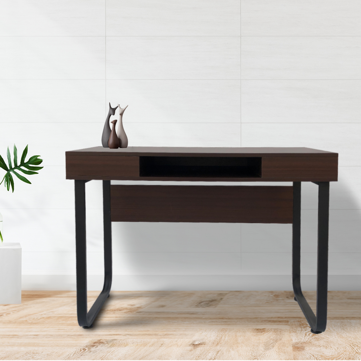 Schreibtisch Computertisch Tough - Beistelltisch - Industrial Vintage - schwarzes Metall braunes Hol - alternatives Bild