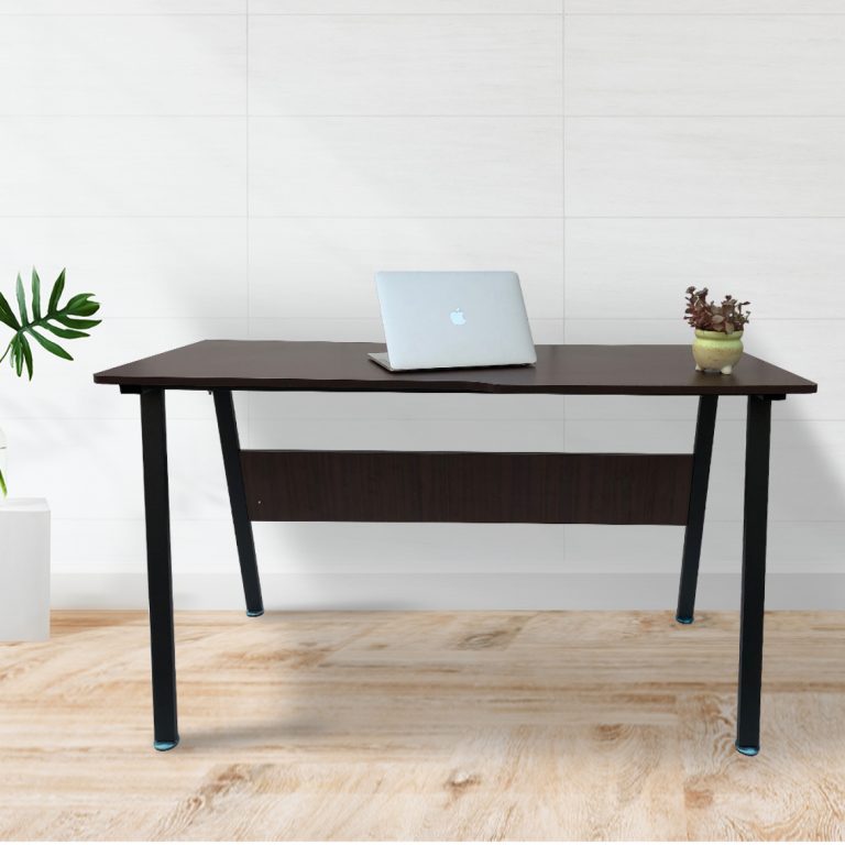 Computertisch Schreibtisch Tough - 130 cm breit - schwarzes Metall braunes Holz - alternatives Bild