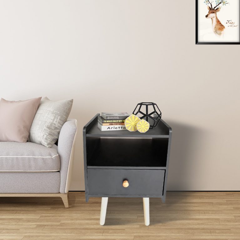 Nachttisch Pukkie - Beistelltisch - Tisch Flur Wohnzimmer - 58 cm hoch - schwarz - alternatives Bild