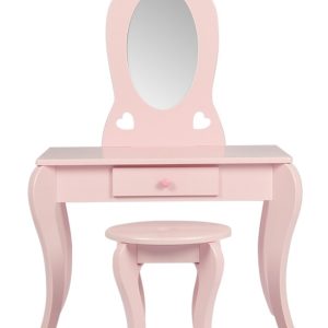 Schminktisch schminktisch Schminktisch Herz Design Kinderzimmer Mädchen mit Hocker rosa