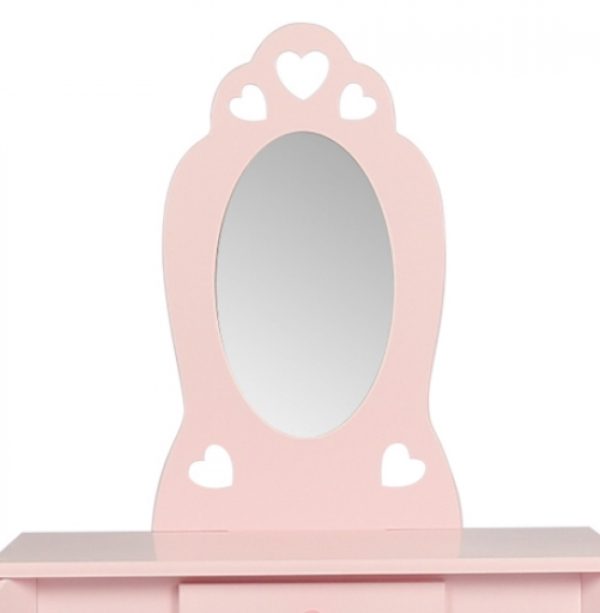   Schminktisch schminktisch Schminktisch Herz Design Kinderzimmer Mädchen mit Hocker rosa