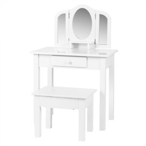 Schminktisch Schminktisch Mädchen Schminktisch Kinderzimmer mit Spiegel und Hocker weiß