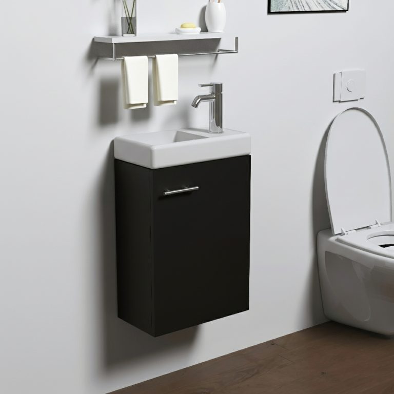 VDD – Toilettenmöbel – Wastisch mit unterschrank – Toilettenmöbel schwarz – Waschtischmöbel - alternatives Bild