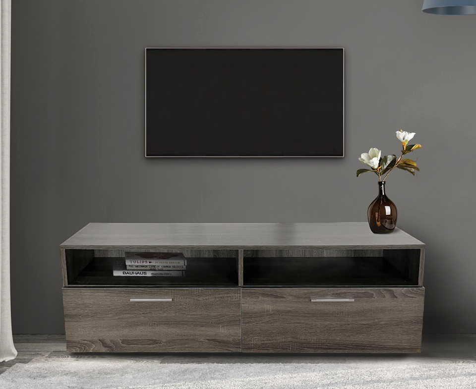 Fernsehschrank - Sideboard - 120 cm breit - braungrau gefärbt - alternatives Bild